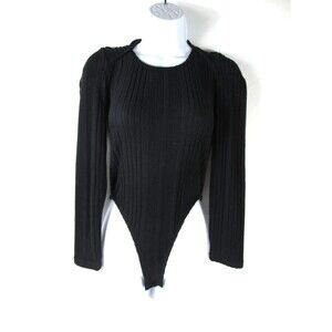 Cider Black Sweater Bodysuit M Rib Knit Crew Neck Long Sleeves Preowned 7-655